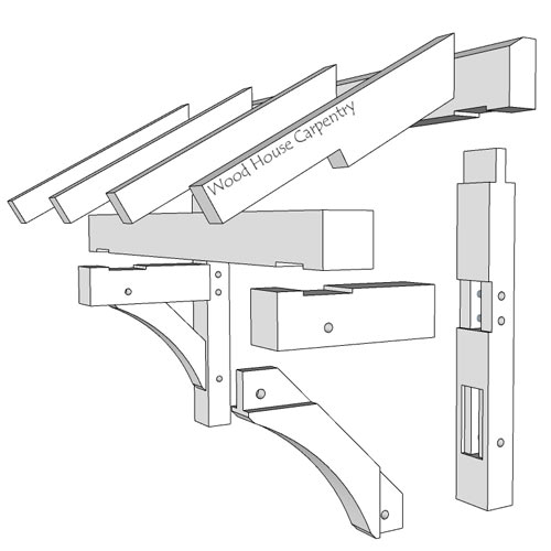 exploded view of a eyebrow roof