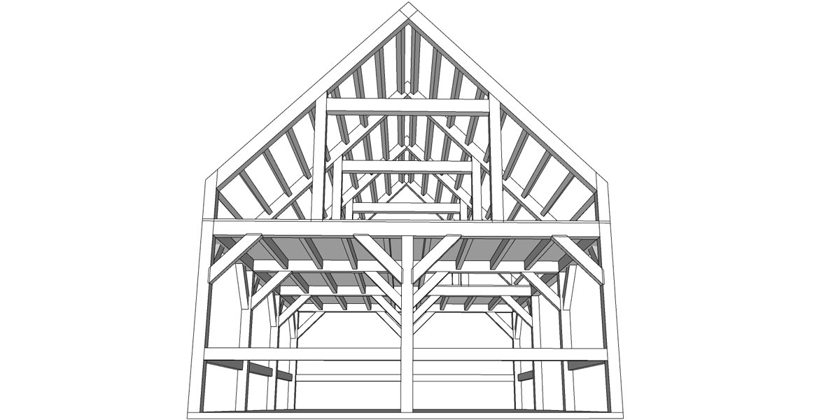 timber framed horse barn with hay loft