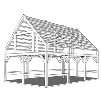 CAD drawing of a timber framed housr barn