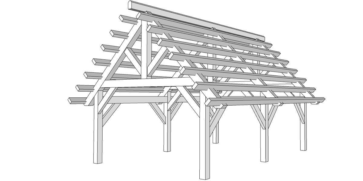 CAD drawing of timber framed pavilion