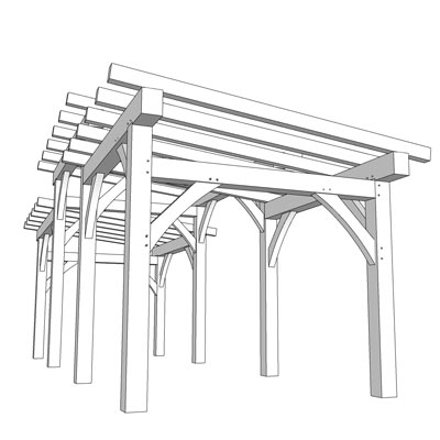 Pergola with traditional joinery