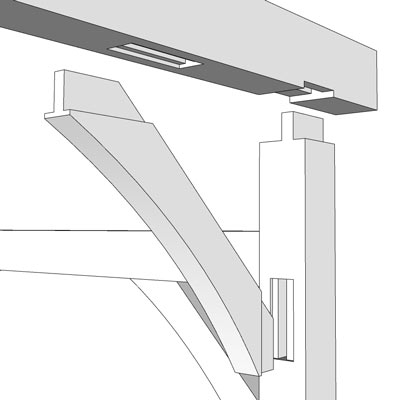 timber frame brace with tenons