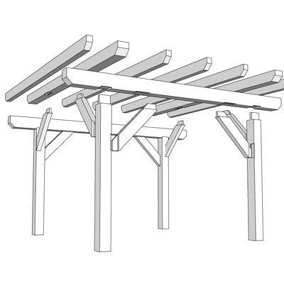 exploded view of a pergola