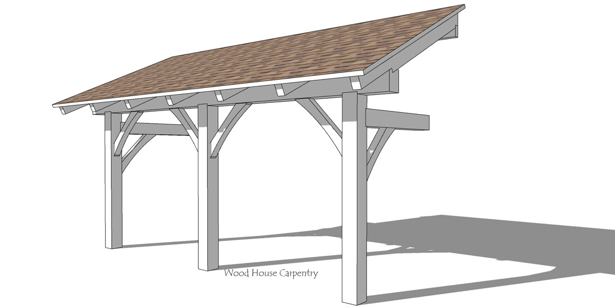porch shed roof made from solid timber 