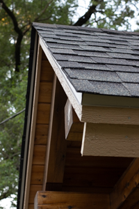 Timber framed cedar porch roof