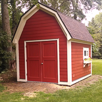 red shed with double doors