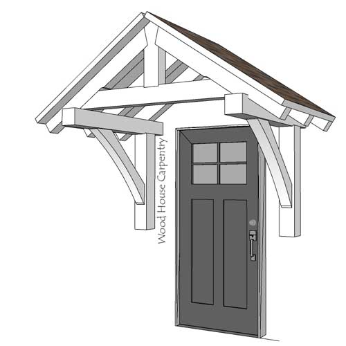 timber framed porch roof made with brackets