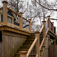 cedar deck railing on stair